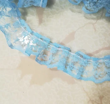 

1M Latest Pleated Lace Fabric Wide 2.5cm Sewing Guipure Black Purple Sky Blue Lace Ribbon Dress Decoration Crafts Materials JH13
