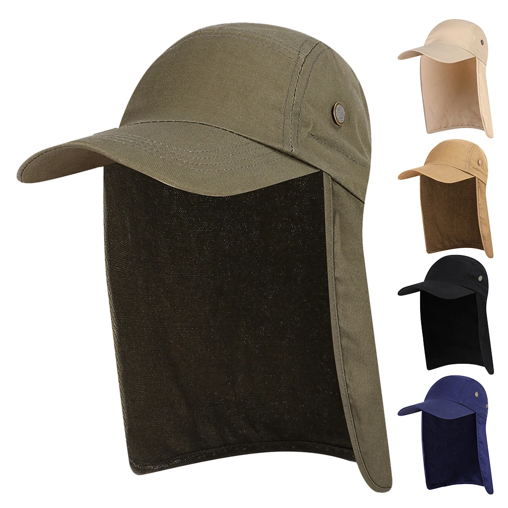 

Men UPF 50+ Sun Protection Cap Outdoor Sport Hiking Fishing Wide Brim Sun Hat with Neck Flap UV Protection Face Neck Cover Cap