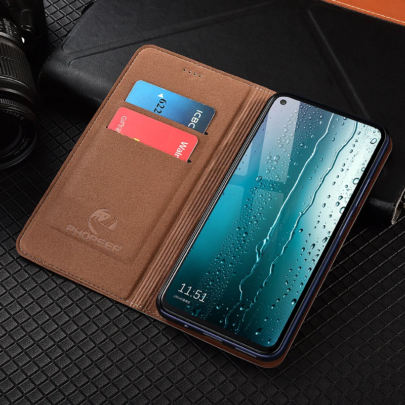 Luxury Genuine Leather Magnetic Flip Cover Case For XiaoMi Poco X2 X3 NFC F1 F2 M2 M3 Pro Mobile Phone Cover