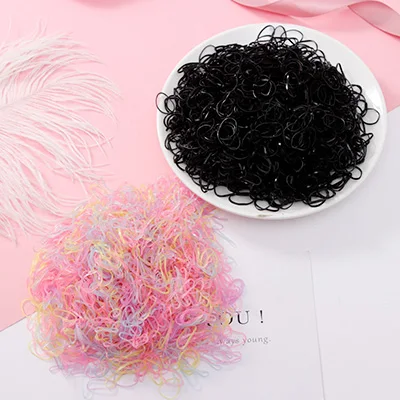 1000pcs/Pack Girls Colorful Small Disposable Rubber Bands Gum For Ponytail Hold Scrunchie Hair Bands Fashion Hair Accessories 500black500colors4