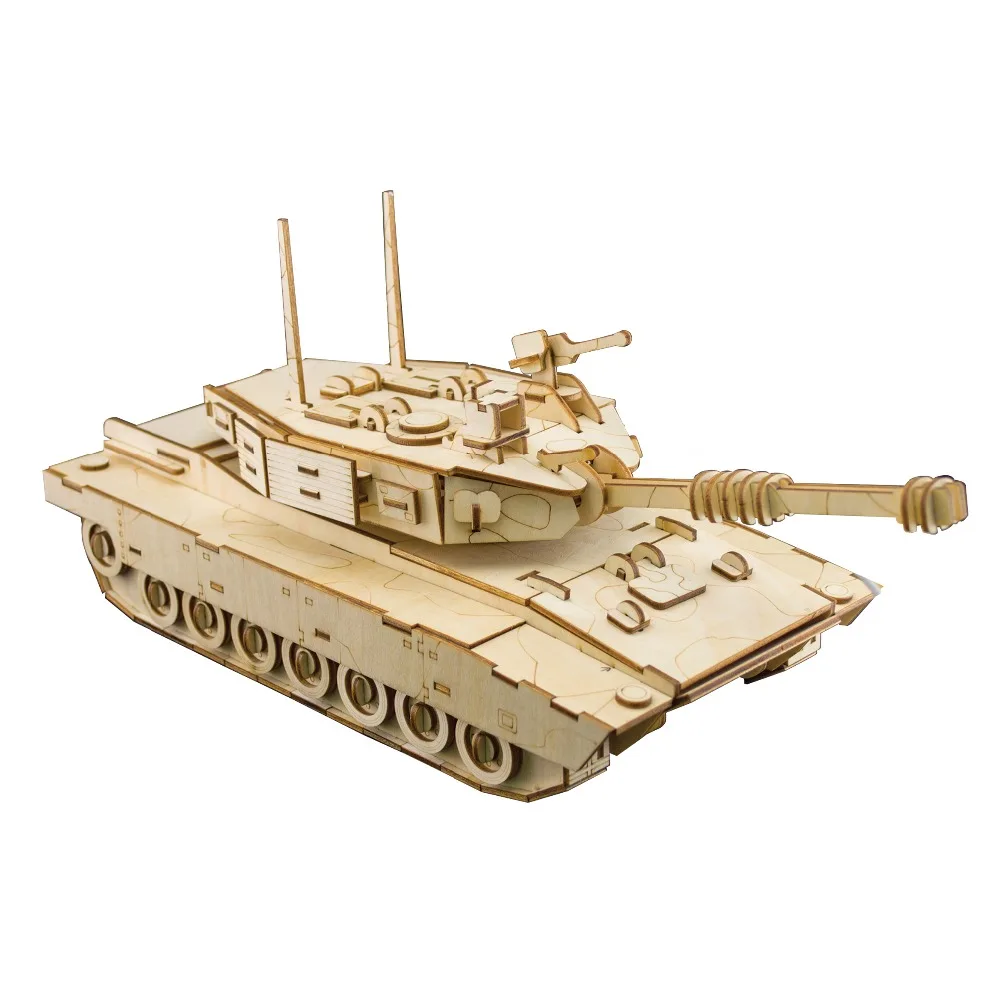 

Laser Cutting DIY M1 Abrams TANK 3D Assembly Puzzle wooden Educational toys for Children