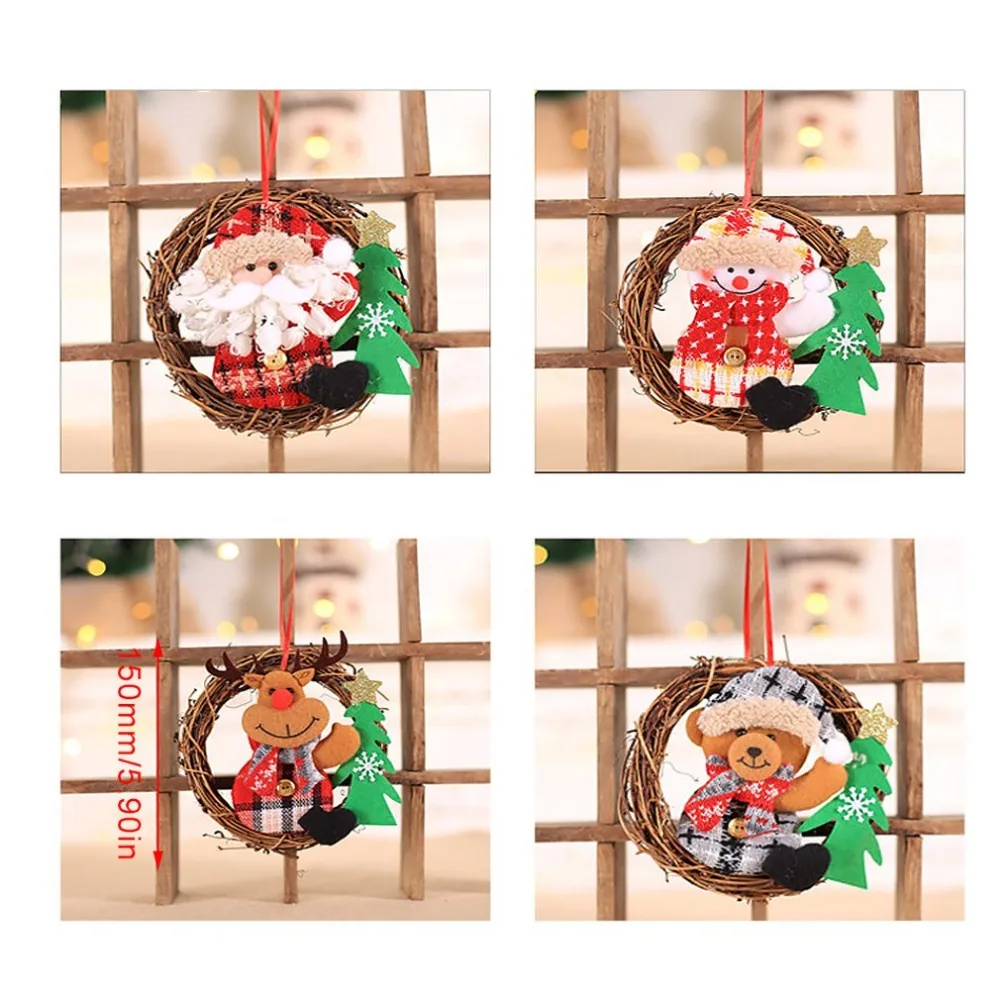 Creativ Венок Дверь висячая труба Рождественская елка украшение Рождественская маленькая фигурка ротанга венок ротанга кулон