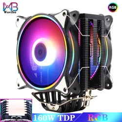 Ventilateur de radiateur silencieux pour processeur Inte LGA 115X 120 1200 1366 V3 X79 X99 AM4 ARGB, 2011mm, 6 caloducs, RGB, PWM, 4 broches 