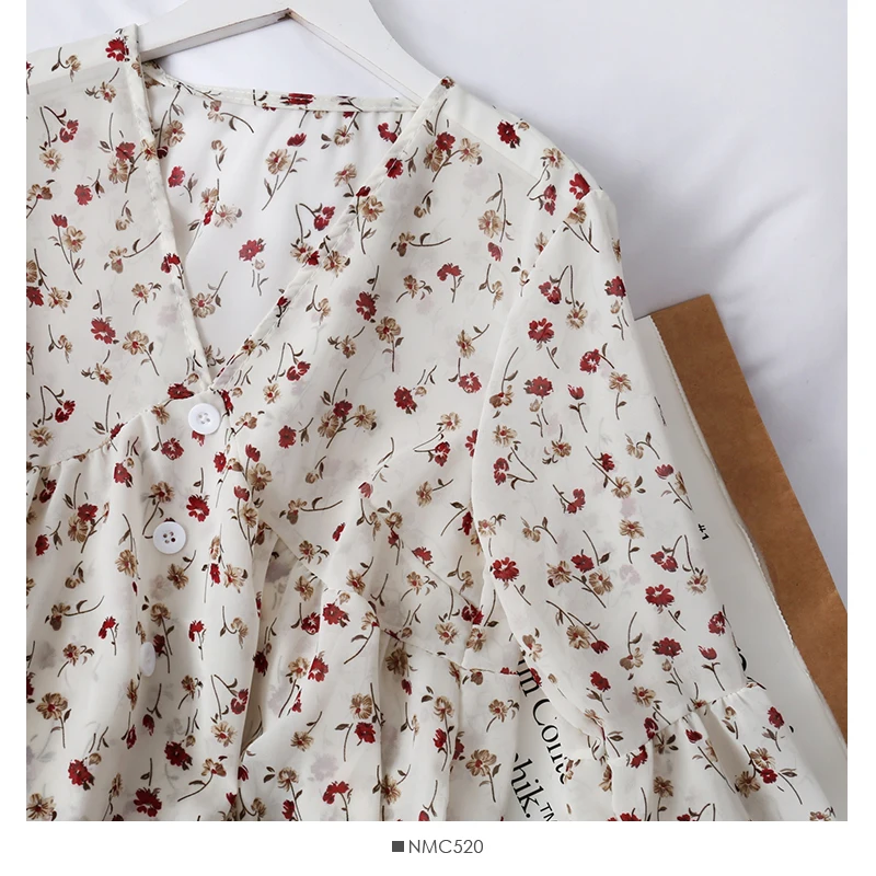 HELIAR Women Flower Printed 2020 Summer Blouse Women Buttoned Up Blouse For Women Casual Long Sleeve Blouse For Women