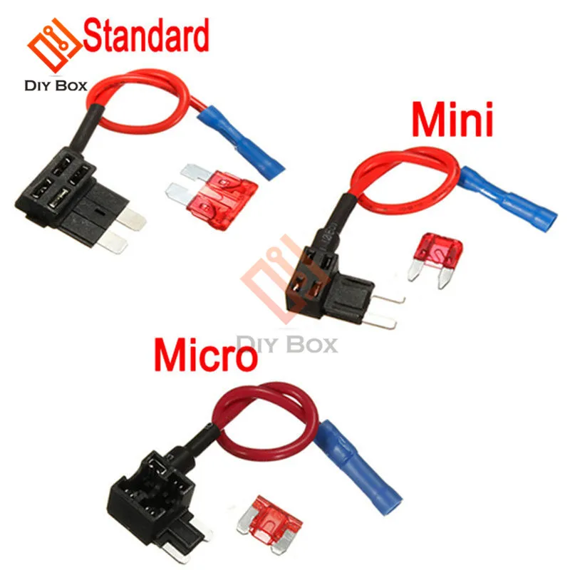 Car 12V Add-a-circuit Fuse Standard ATM APM Auto Blade Fuse Holder TAP Adapter