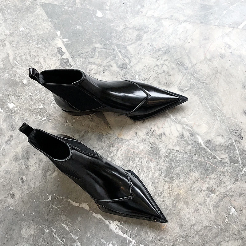 Оригинальное предназначение; стильные супер модные ботильоны с острым носком; Цвет Черный; женская обувь на низком каблуке в сдержанном стиле; Офисная Женская обувь; элегантная женская обувь