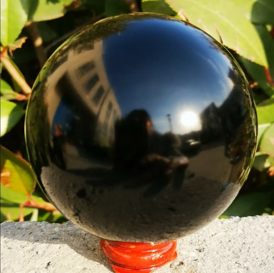 Crystal Ball Black Obsidian Sphere Healing Stone Decor Feng Shui Natural Quartz | Дом и сад