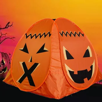 

Halloween Tent Pumpkin Face Printed Play Folding Interactive Kids Toy Indoor Outdoor Camping Accessories Holiday Party Props