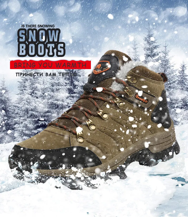 Hot Sale Winter Men Boots Footwear Male Breathable Snow Boots Fur Warm Non Slip Casual Men Shoes Outdoor Working Fashion