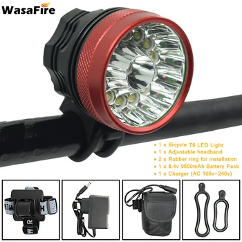 

WasaFire 25000lm 14*T6 LED Bicycle Light Headlight 3 Modes Cycling Front Lamp Flashlight + 8.4V 18650 Battery Pack + Charger