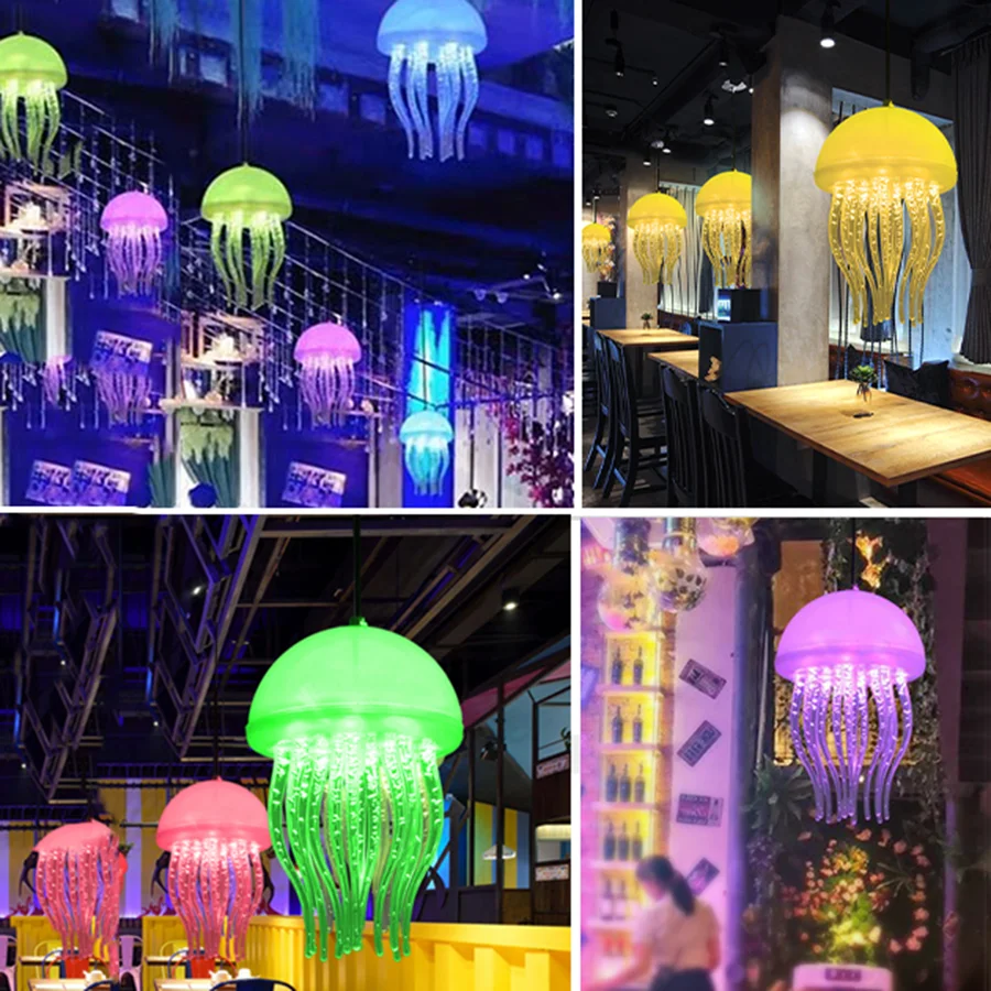 Rgb mutável jellyfish fada guirlanda luz árvore de natal jellyfish pendurado lâmpada para quintal jardim ao ar livre decoração da árvore