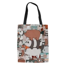 THIKIN женская сумка для покупок с принтом «три медвежонка», Холщовая Сумка-тоут для девочек-подростков, повседневные сумки на плечо, классические сумки с рисунком «Мы Голые Медведи»