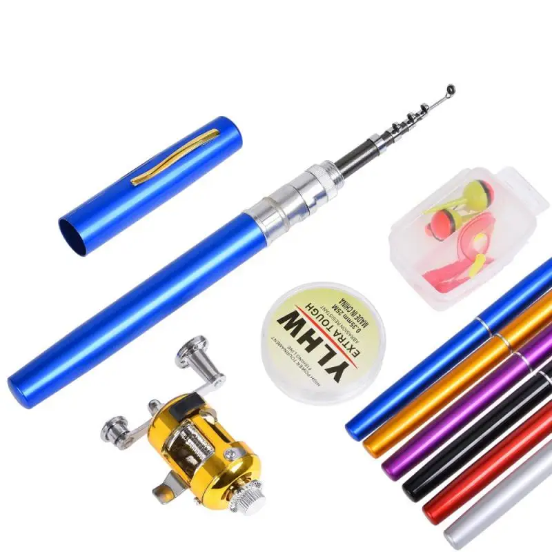

4pcs/Set 1 Meter Pen Fishing Rod Drum Spinning Wheel Portable Pocket Ice Fishing Rod Sea Fishing Tackle Set Outdoor Tackle