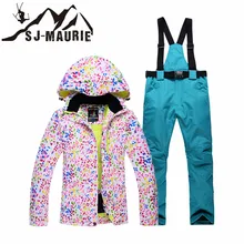 SJ-MAURIE 2 шт./компл. Лыжный Спорт куртки Для женщин сноуборды лыжный костюм, куртка+ штаны, комплект на открытом воздухе зимние ветрозащитные Водонепроницаемый лыжный костюм пальто для катания на коньках