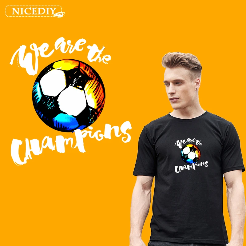 

Nicediy Colorful Soccer Iron On Patches For Clothing T-shirt Fashion Football Heat Transfer Sticker On Clothes Applique Washable