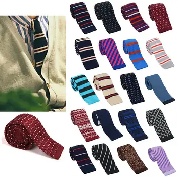 

Men Fashion Stripes Printing Mesh Necktie Knit Narrow Slim Weave Tie Suit