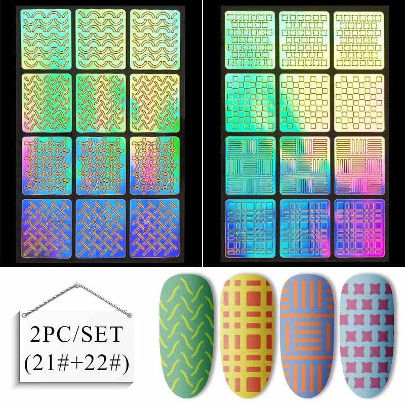 Mtssii 1 лист DIY маникюр неправильной сетки трафарет многоразовый дизайн ногтей Vinyls полые наклейки штамповка шаблон инструменты для ногтей - Цвет: W990