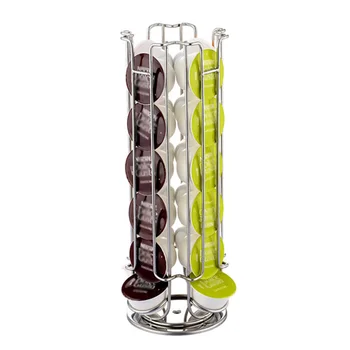 

24pcs Rotatable Coffee Pod Holder Iron Chrome Plating Display Capsule Rack Stand Storage Shelves For Dolce Gusto Capsule