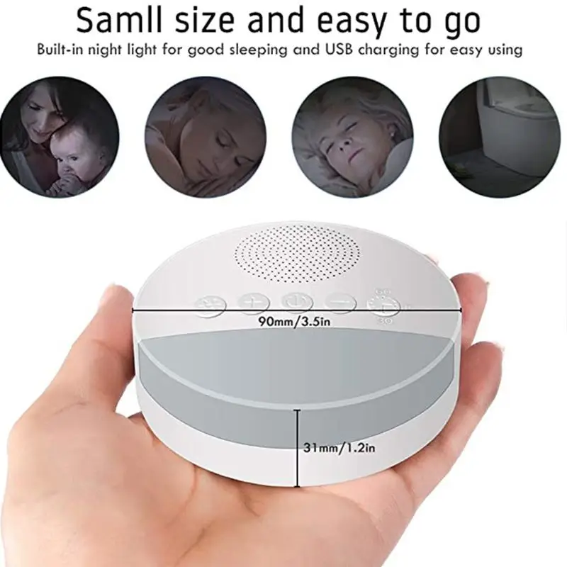 Nature Soothing Sounds Therapy White Noise Machine for Baby Adult Sleeping Relaxation USB Rechargeable bright night light