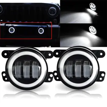 

2PCS 4Inch Round Led Fog Lights 30W 6000K Halo Ring DRL Fog Lamps for Jeep Wrangler JK TJ LJ Dodge Chrysler Front Bumper Lights