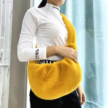 

Bags For Women 2019 Winter Faux Fur Crossbody Pack Trendy Plush Messenger Bag Casual Fur Shoulder Bags bolsa feminina A46801