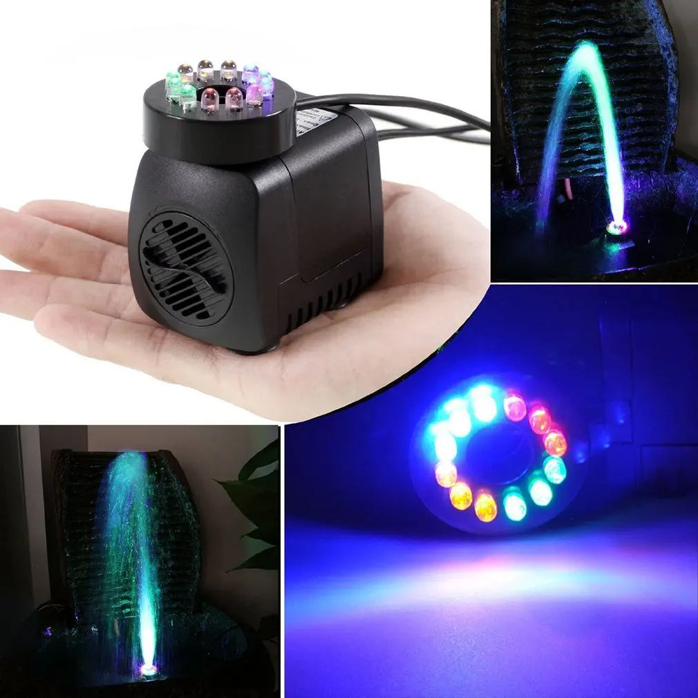 220-240V US Plug Submersible Water Pump With 12 LED lights 600L / H 10 W For Aquarium Fish Tank Pond Fountain 220-240V US Plug Submersible Water Pump With 12 LED lights 600L / H 10 W For Aquarium Fish Tank Pond Fountain