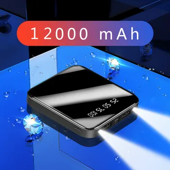 

Dual USB Mini Power Bank 12000mAh Portable Fast Charging PowerBank PoverBank External Battery Charger For Xiaomi Mi iPhone