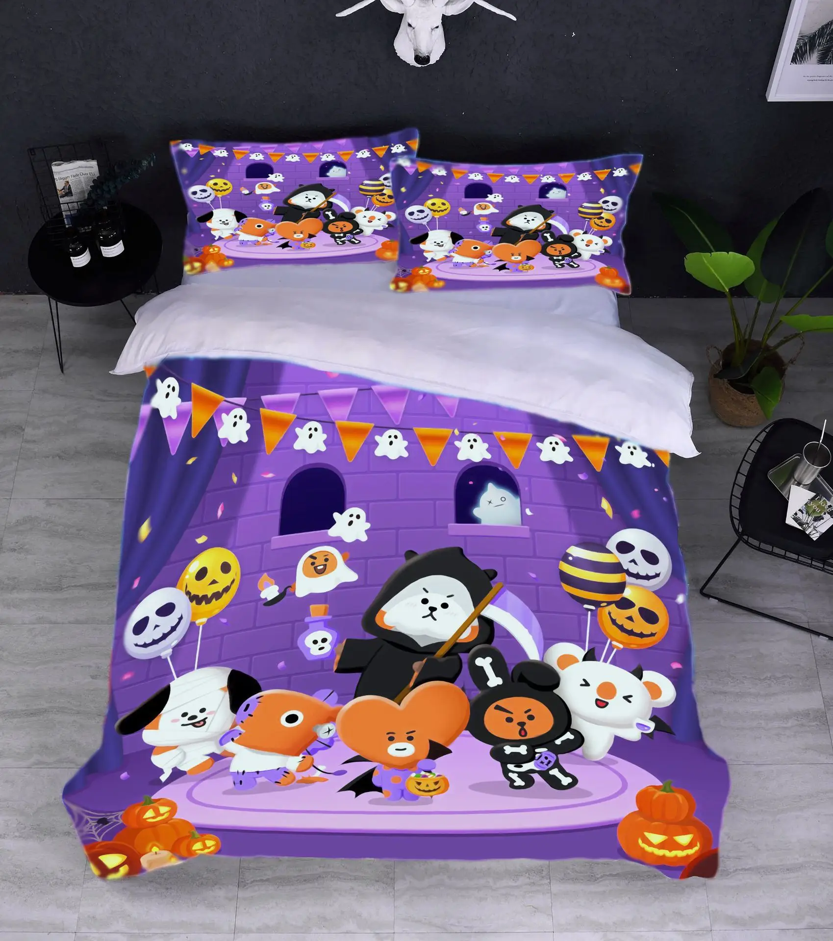 

BEST.WENSDb26 Quality Super soft Unicorn Bedding Cartoon Duvet Cover set 3D Dinosaur World bed set 2/3pcs Twin kids bedding set