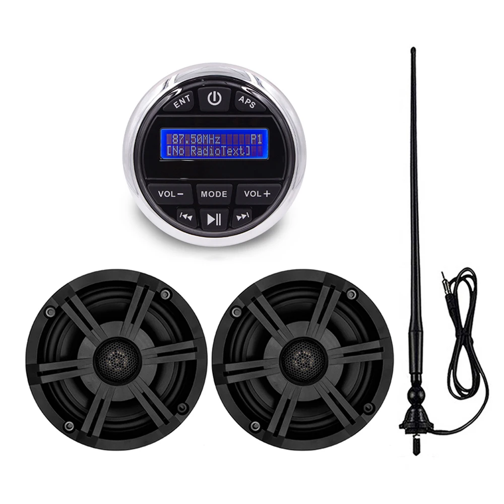 Marine Bluetooth Radio Stereo Kit MP3/USB/FM/AUX/Ipod Radio Ant 4 Speakers 