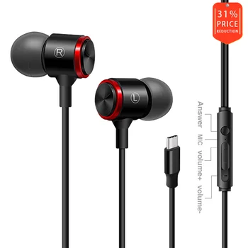 

Type-c Earphone In-ear Wire Controlled Wired Earplug Is Suitable For Xiaomi Huawei Google Letv Amazon E3T