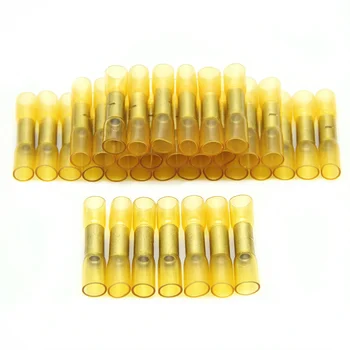 

200X Yellow 10-12 AWG Heat Shrink Terminal Insulated Butt Electrical Splice Wire Connectors Cable Crimp Terminal Connector Kit