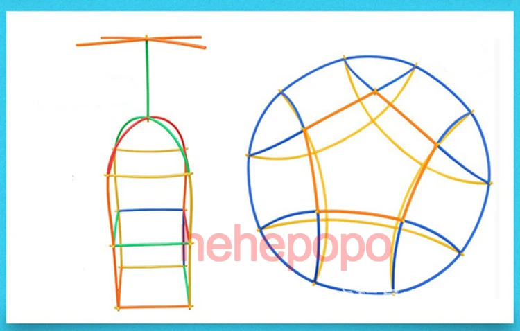 500pcs 4D Straw Building Blocks DIY Plastic Assembled Blocks Toy Straw Inserted Construction Toy Colorful Educational Kids Gift