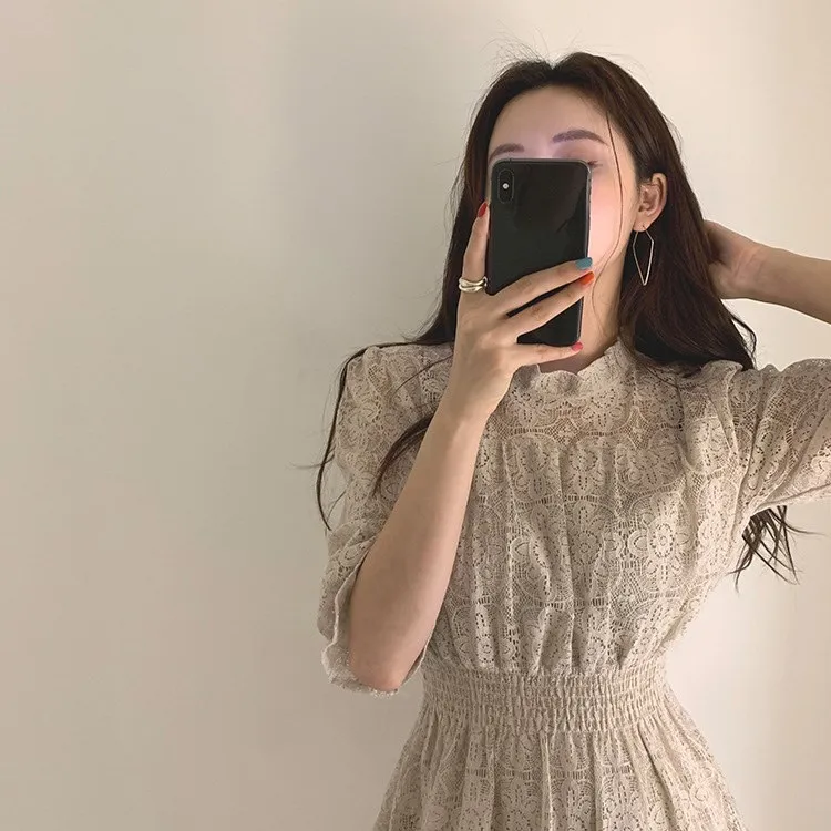 Милое корейское винтажное милое праздничное платье vestidos, Летнее мини-платье, кружевное женское платье, женская одежда