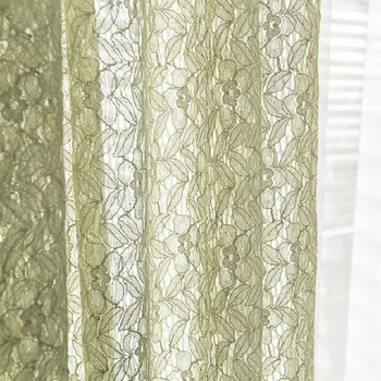 

Green Embroidery Lace Sheer Curtains Window Tulle Curtains for Bedroom Living Room Kitchen White Voile Curtains for Window &40