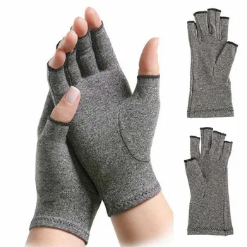 

Man Women Protective Health Black Compression Half Finger Solid Pain Relief Arthritis Gloves Elastic Carpal Tunnel Rheumatoid