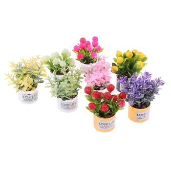 1Pc 1:12 Dollhouse Mini Iron Potted Plant Pot Lavender Plant Home Garden Decor Dollhouse Collection Kids' Toys 1