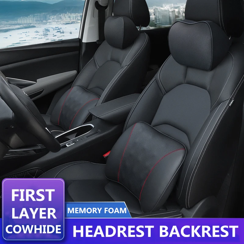 

New Car headrest car neck pillow,seat upport,car memory cotton headrest pillow, waist pillow,Leather set of vehicle interior