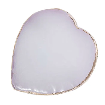 

Love Heart Shaped Natural Resin Agate Nail Art Tools Color Paint Palette Holder