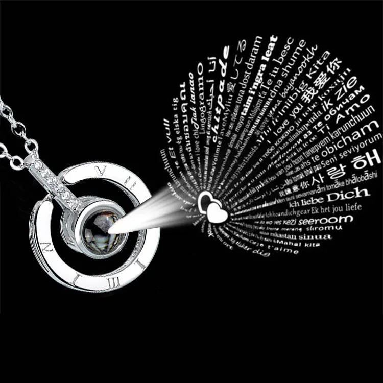 Collier Projecteur - "Je t'aime" en 101 Langues