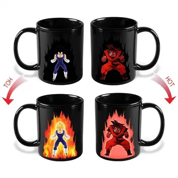 

300ml Dragon Ball Z Coffee Mug Goku Vegeta Heat Reactive Color Changing Cup Magical Change Ceramic Caneca Cups Novelty Mug Gift