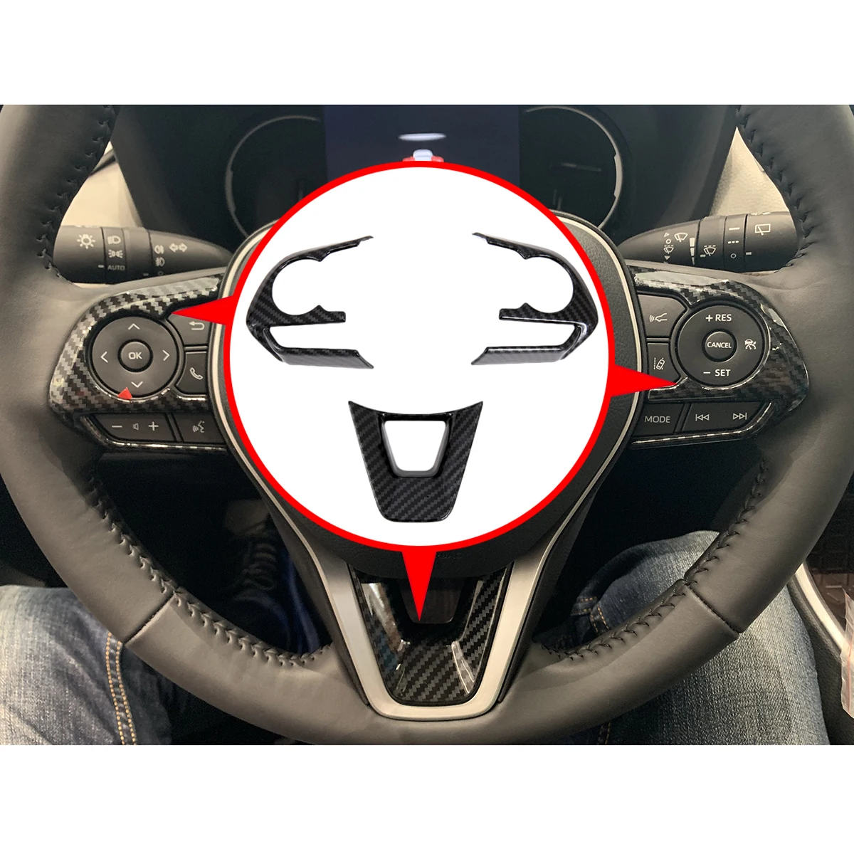Подходит для Toyota RAV4 2019 2020 внутреннее Автомобильное рулевое колесо с блестками