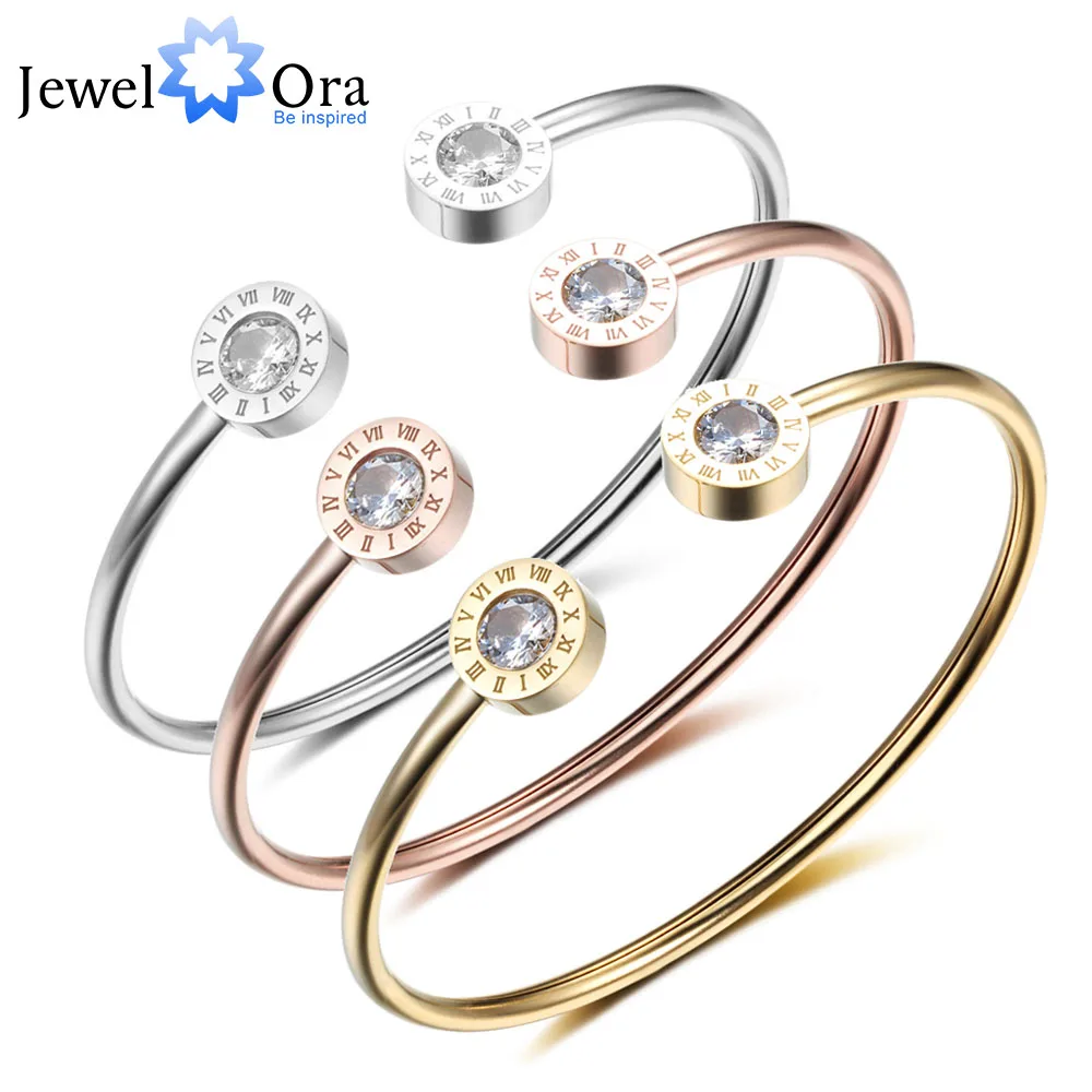 

New Opening Stainless Steel Bracelet Bangles Gold Silver Rose Gold Cuff Bracelet For Women Jewelry Gift Jewel Ora BA101840