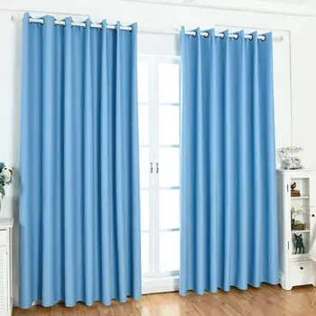 

Thick Thermal Blackout Ready Made Eyelet Ring Top Pair Curtains Panel