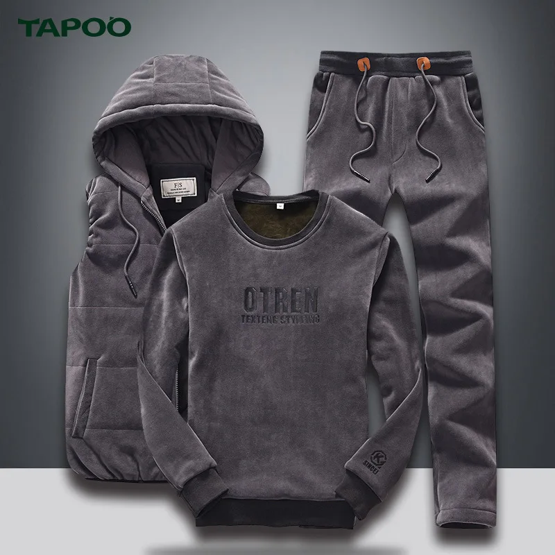 

Autumn And Winter Double-sided Plush Men Casual Sports Gold Velvet Set New Style BOY'S Hoodie Sweatpants Waistcoat Three-piece S