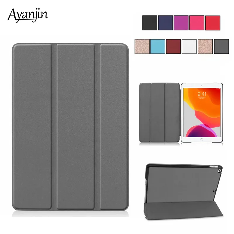 

PU Leather Smart Case for New iPad 10.2 2019 7th Generation Funda Magnetic Folding Flip Stand Cover for iPad 10.2 Case+Film+Pen
