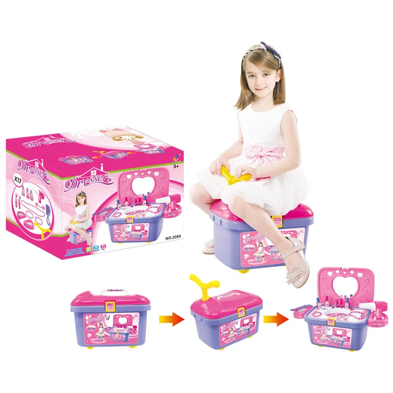 

New Products GIRL'S Play House Toys Children Large Dresser Set with Roller Box People 1.7
