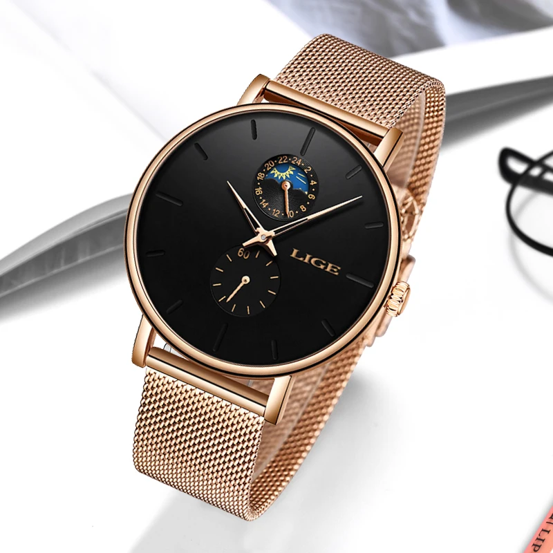 Reloj новые LIGE женские роскошные брендовые часы простые кварцевые часы женские водонепроницаемые наручные часы женские модные повседневные часы Reloj Mujer