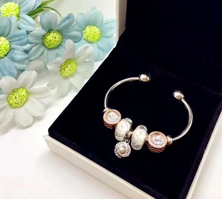 

Kaliyah 100% 925 Sterling Silver 1:1 Fall New Shiny Pearl Open Mouth Bracelet Free Shipping