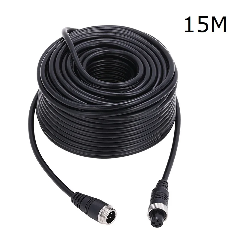 4-Pin Aviation Video Extension Cable 5M 15M for Truck Bus Monitor and Rear View Camera Connection