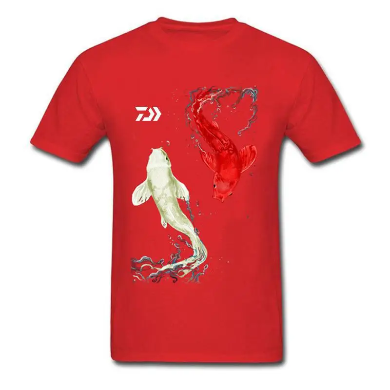 Короткий рукав лето Koi футболка рыболова для Для мужчин Спорт на открытом воздухе дышащая быстросохнущая Рыбалка уникальный Стиль Футболки - Цвет: Красный